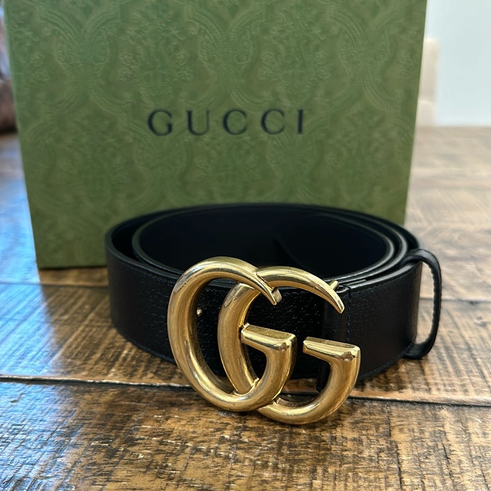 AUTHENTIC GUCCI MARMONT WIDE BELT WITH GOLD HARDWARE SZ 90•36